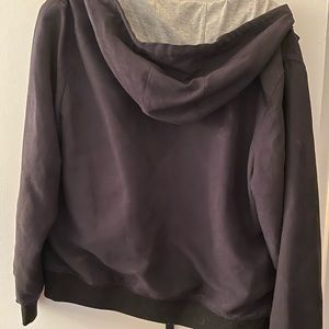 Vegan suede black hooded jacket